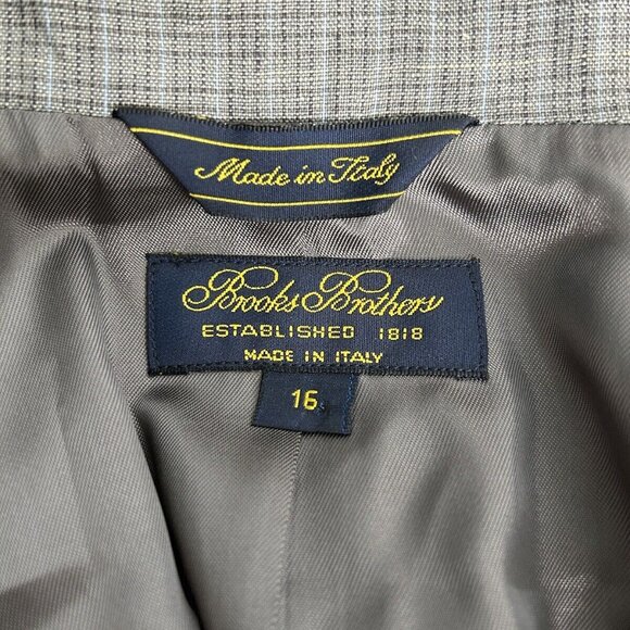 Brooks Brothers Gray Plaid 100% Linen Three Button Blazer Jacket Women’s Size 16 - Picture 5 of 8